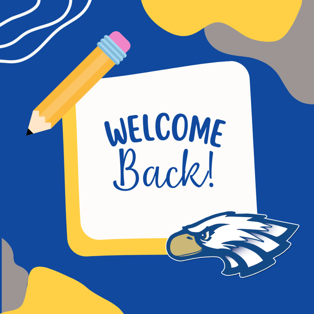 Welcome Back Graphic with Eagle and Pencil 